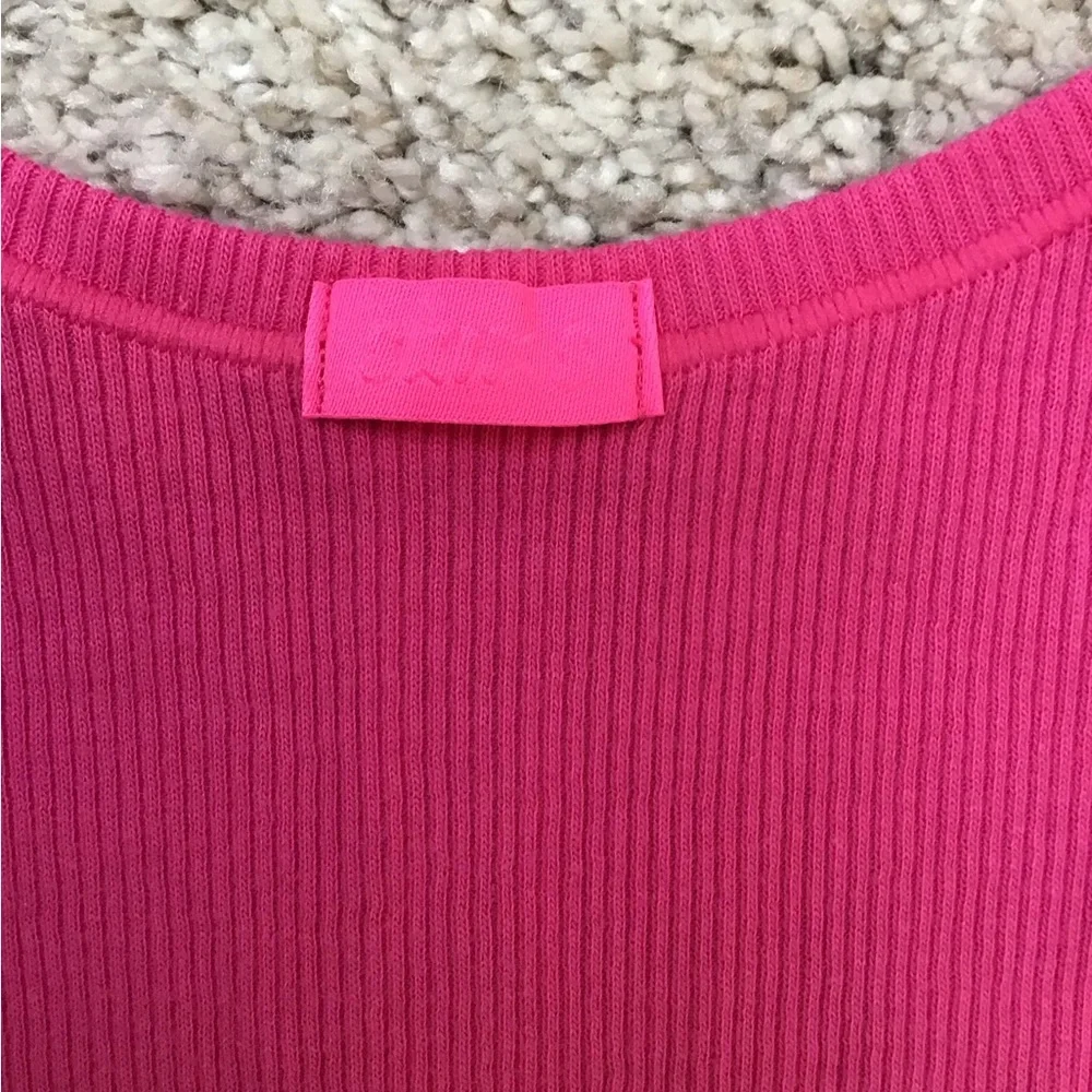 SKIMS Cotton Rib Tank | Bright Pink | Size M - Picture 7 of 9
